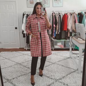 Anne Klein pink tweed coat